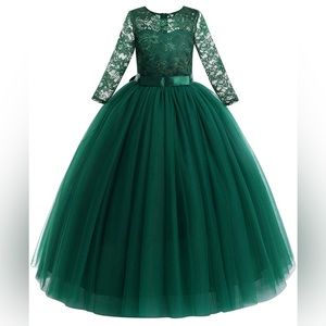 Emerald Green Lade Flower Girl Dress